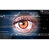 Digital image of woman's eye. Security concept