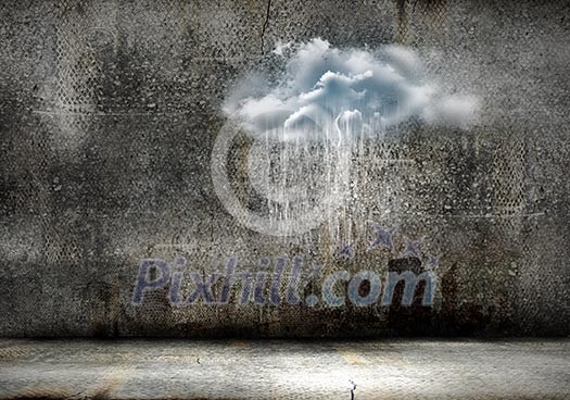 Background image of stone wall with rain and clouds Background image of stone wall with rain and clouds