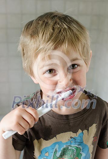 Young boy brushing teeth Young boy brushing teeth