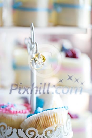 Wedding day details - two lovely golden wedding rings awaiting their moment Wedding day details - two lovely golden wedding rings awaiting their moment