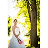 Gorgeous bride on her wedding day (color toned image; shallow DOF)