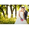 Portrait of a young wedding couple on their wedding day