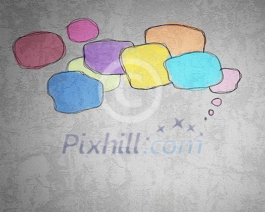Background image with speech balloons of different colors Background image with speech balloons of different colors