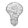 Conceptual image of light bulb on white background