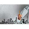Close up of businesswoman hand drawing business sketches