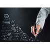 Close up of businesswoman hand drawing business sketches