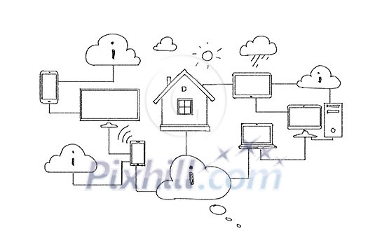 Background image with hand drawing business strategy plan Background image with hand drawing business strategy plan
