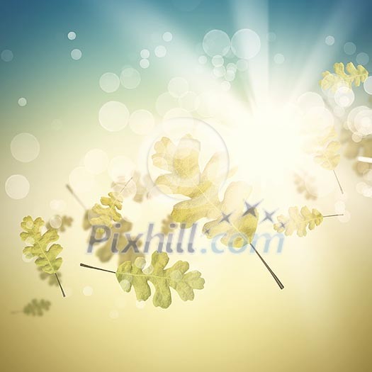 Conceptual image with colorful leaves flying in air Conceptual image with colorful leaves flying in air
