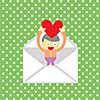 boy gives a  heart greeting card for valentine day 
