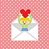 girl gives a  heart greeting card for valentine day 