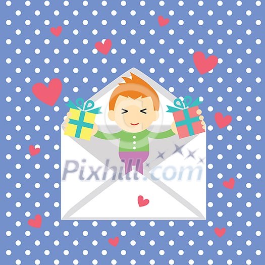 boy gives a heart greeting card for valentine day boy gives a heart greeting card for valentine day