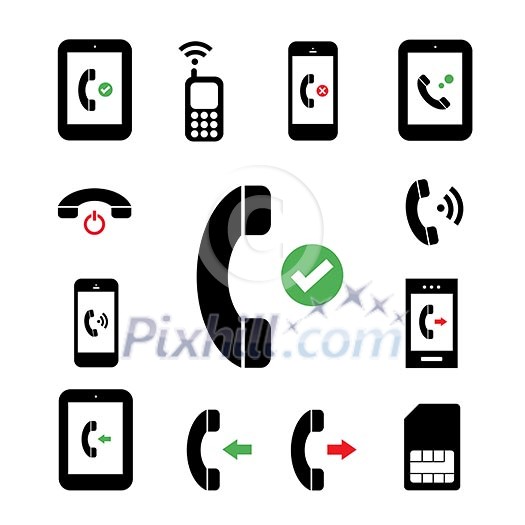 phone symbol set on white background phone symbol set on white background