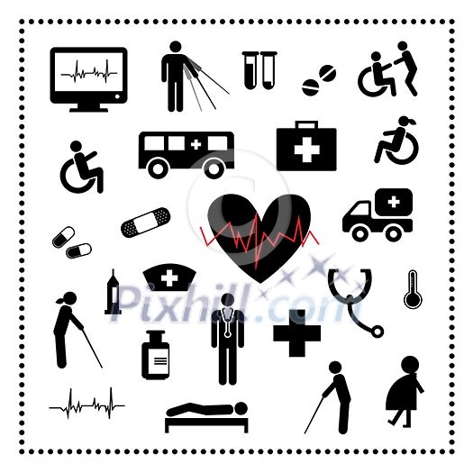 hospital icons set on white background hospital icons set on white background