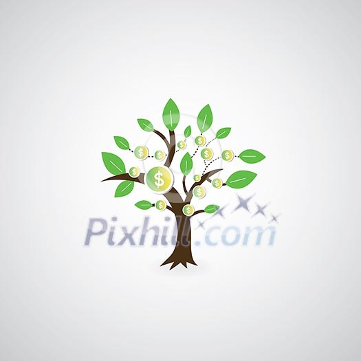 tree money symbol on gray background tree money symbol on gray background
