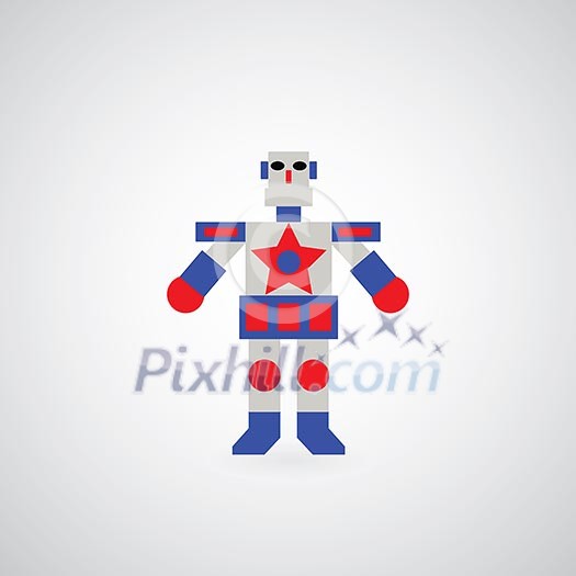 cute vintage robot on gray background cute vintage robot on gray background