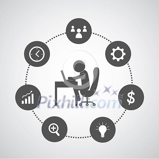 Schematic info graphic symbol for businessman Schematic info graphic symbol for businessman