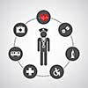 hospital icons in circle diagram 