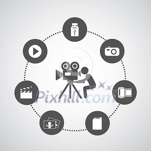 photography icons set in circle diagram photography icons set in circle diagram