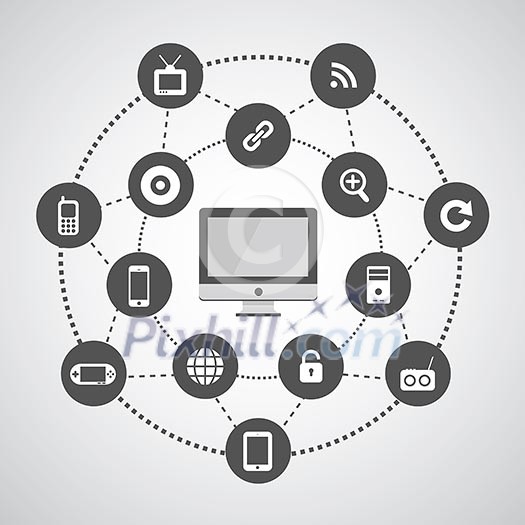 technology symbol on gray background technology symbol on gray background