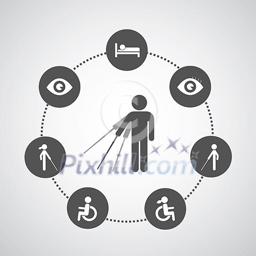 disabled symbol set in circle diagram disabled symbol set in circle diagram