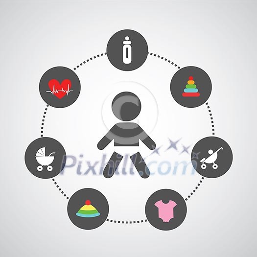 baby symbol set in circle diagram baby symbol set in circle diagram