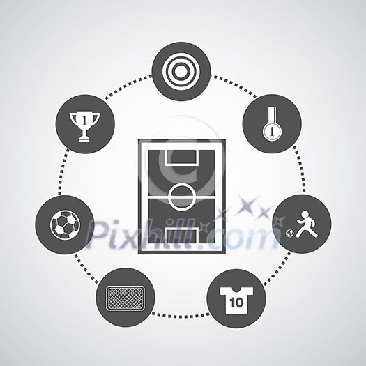 football symbol set in circle diagram football symbol set in circle diagram