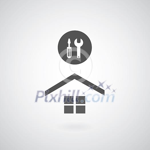 Home repair symbol on gray background Home repair symbol on gray background