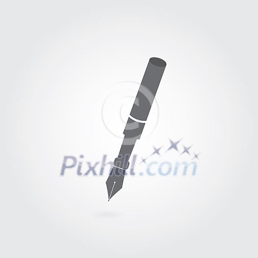 Fountain pen icon on gray background Fountain pen icon on gray background
