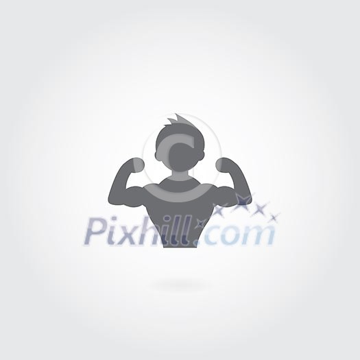 vector sportsman fitness club icon on gray background vector sportsman fitness club icon on gray background
