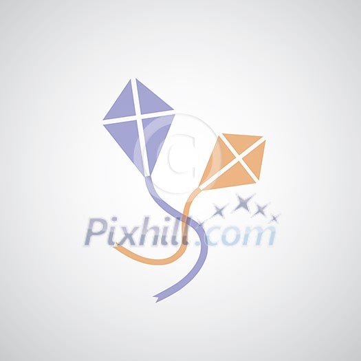 two kites symbol on gray background two kites symbol on gray background