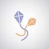 two kites symbol on gray background 