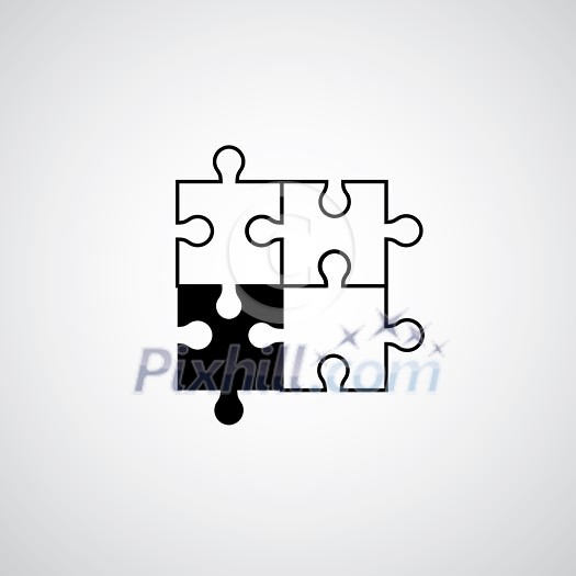 Jigsaw puzzle symbol on gray background Jigsaw puzzle symbol on gray background