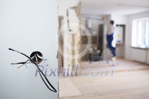 Electrical installations in an appartment being rebuilt Electrical installations in an appartment being rebuilt