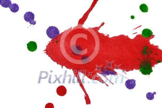 Colored splashes in abstract shape, isolated on white background Colored splashes in abstract shape, isolated on white background