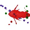 Colored splashes in abstract shape, isolated on white background