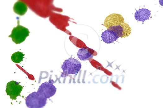 Colored splashes in abstract shape, isolated on white background Colored splashes in abstract shape, isolated on white background