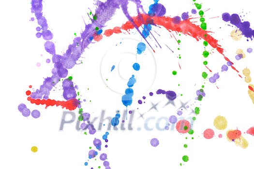 Colored splashes in abstract shape, isolated on white background Colored splashes in abstract shape, isolated on white background