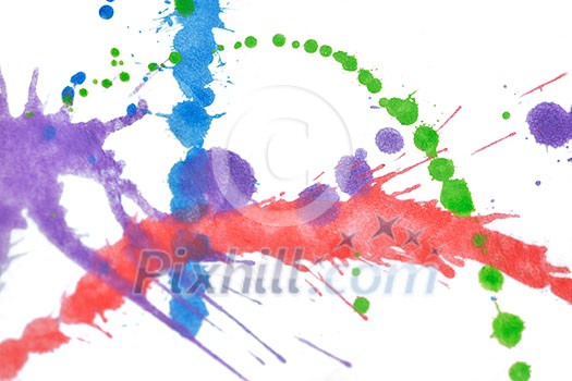 Colored splashes in abstract shape, isolated on white background Colored splashes in abstract shape, isolated on white background