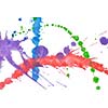 Colored splashes in abstract shape, isolated on white background