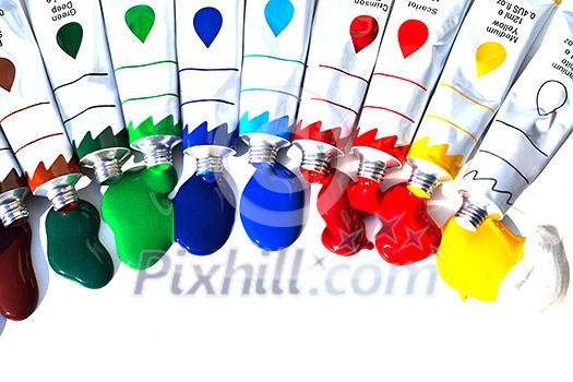 Colored splashes in abstract shape, isolated on white background Colored splashes in abstract shape, isolated on white background
