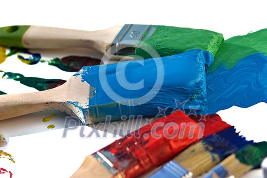 Colored splashes in abstract shape, isolated on white background Colored splashes in abstract shape, isolated on white background