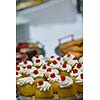 people group catering buffet food indoor in luxury restaurant with meat colorful fruits  and vegetables
