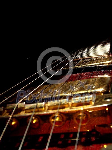 music concept with red electric guitar isolated on black background in dark music concept with red electric guitar isolated on black background in dark