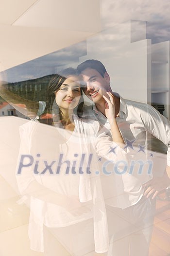 romantic happy young couple relax at modern home indoors romantic happy young couple relax at modern home indoors