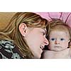 young mother and cute baby