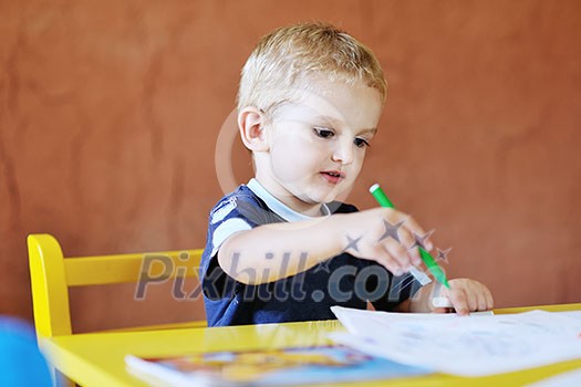 happy little child play game and have fun, education lessons in colorful kinder garden playground indoors happy little child play game and have fun, education lessons in colorful kinder garden playground indoors