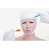 woman skincare and health concept with botox injection