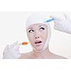 woman skincare and health concept with botox injection 
