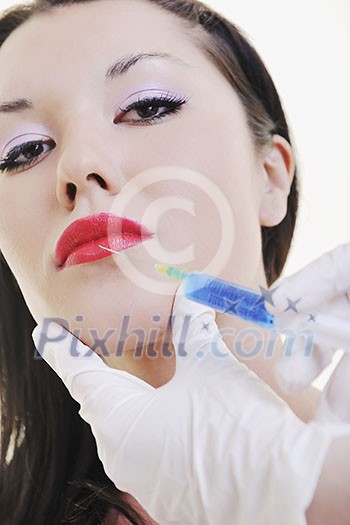 woman skincare and health concept with botox injection woman skincare and health concept with botox injection