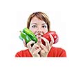 pretty girl with pepper isloated on white background